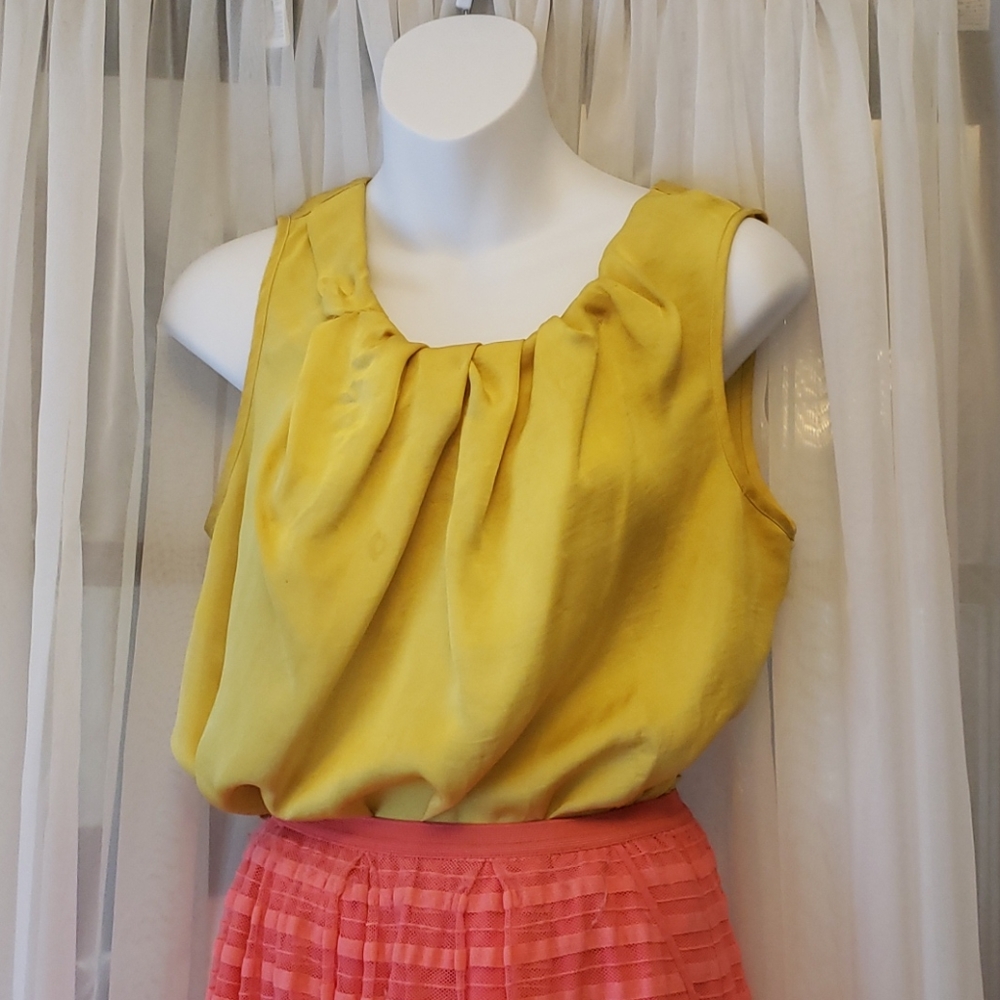 Silky Yellow Sleeveless Blouse